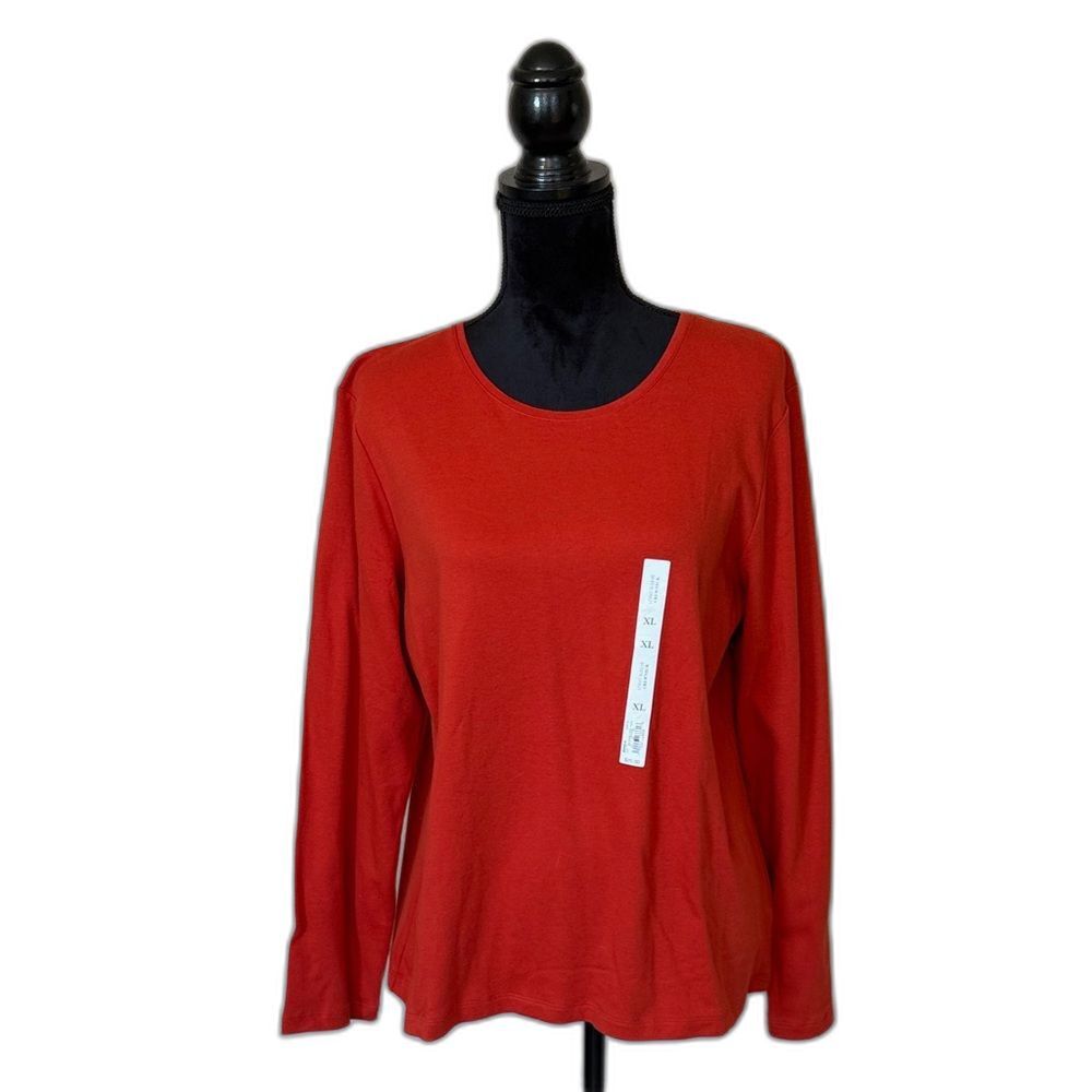 Croft & Barrow Pueblo Burnt Orange NWT Cotton Women's Long Sleeve Tee XL